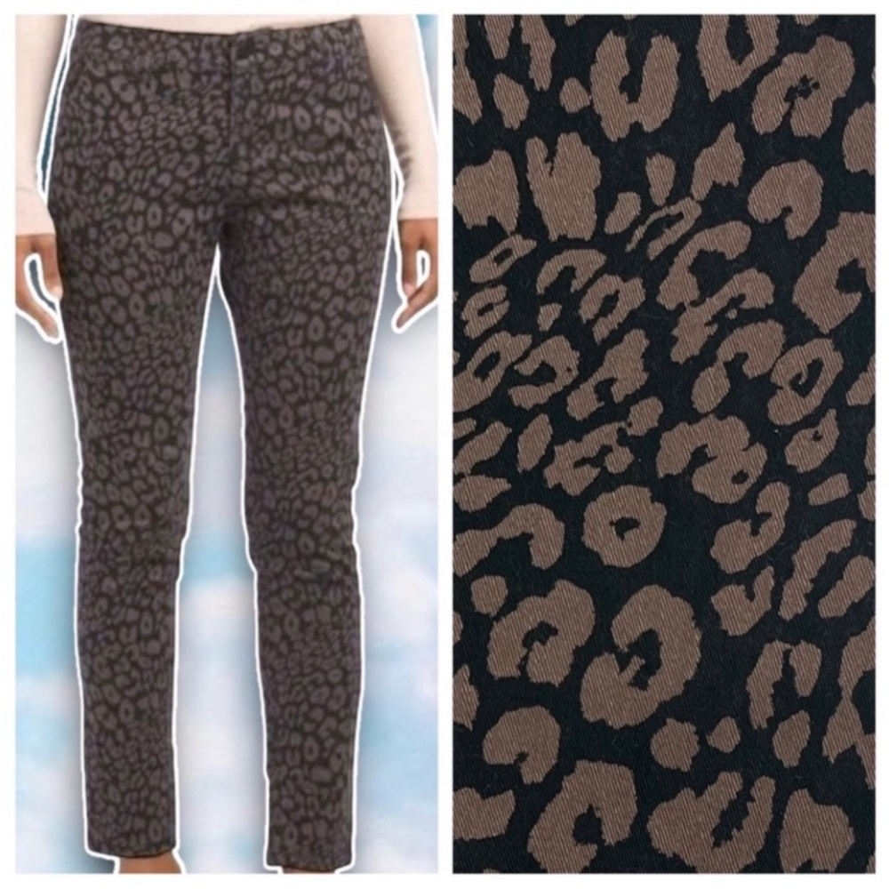 SANCTUARY Leopard Twill Ankle Pant Skinny Leg Career Professional Retro Cheetah